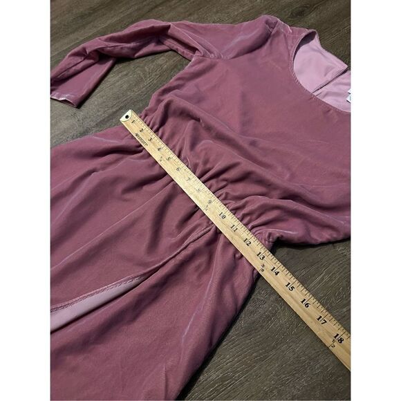 J Crew Pink Velvet Dress Size 00 Tulip Faux Wrap Front Elastic Waist Stretch - Picture 8 of 10